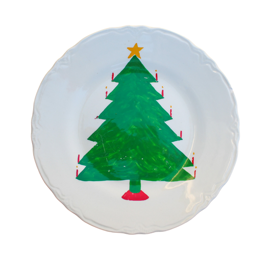 Hand Painted Christmas Tree Plate