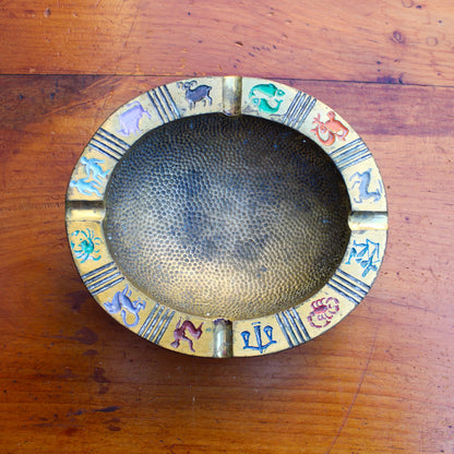Mid Century Brass Zodiac Ashtray