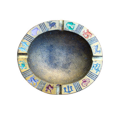 Mid Century Brass Zodiac Ashtray