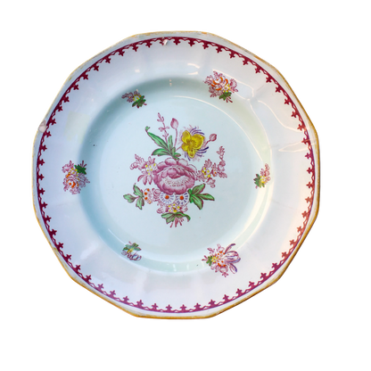 1910-1930s English Ironstone Adams Calyx Ware Chelsea Sprays Dessert Plate