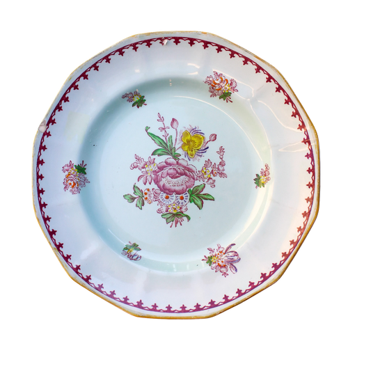 1910-1930s English Ironstone Adams Calyx Ware Chelsea Sprays Dessert Plate