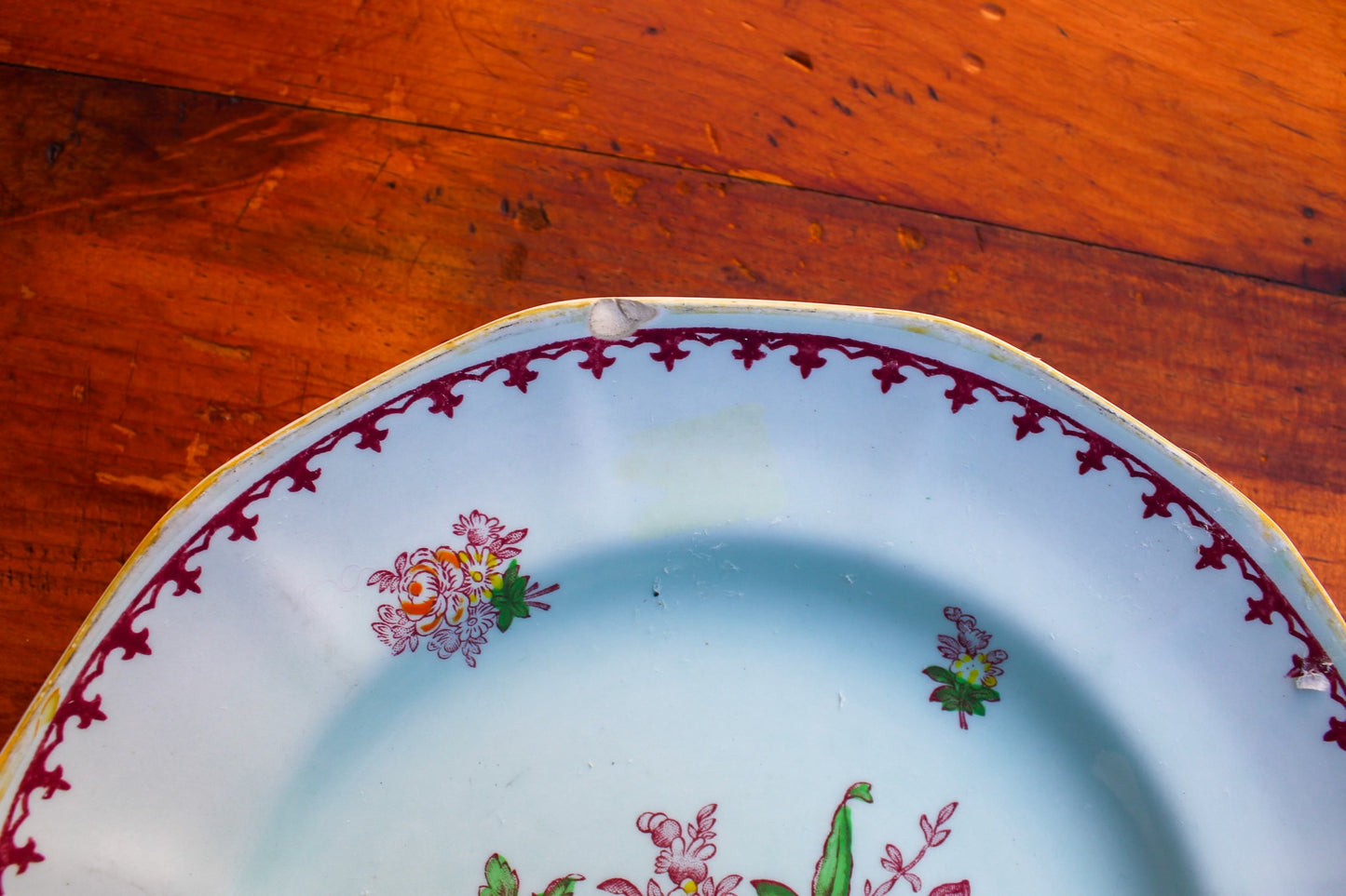 1910-1930s English Ironstone Adams Calyx Ware Chelsea Sprays Dessert Plate