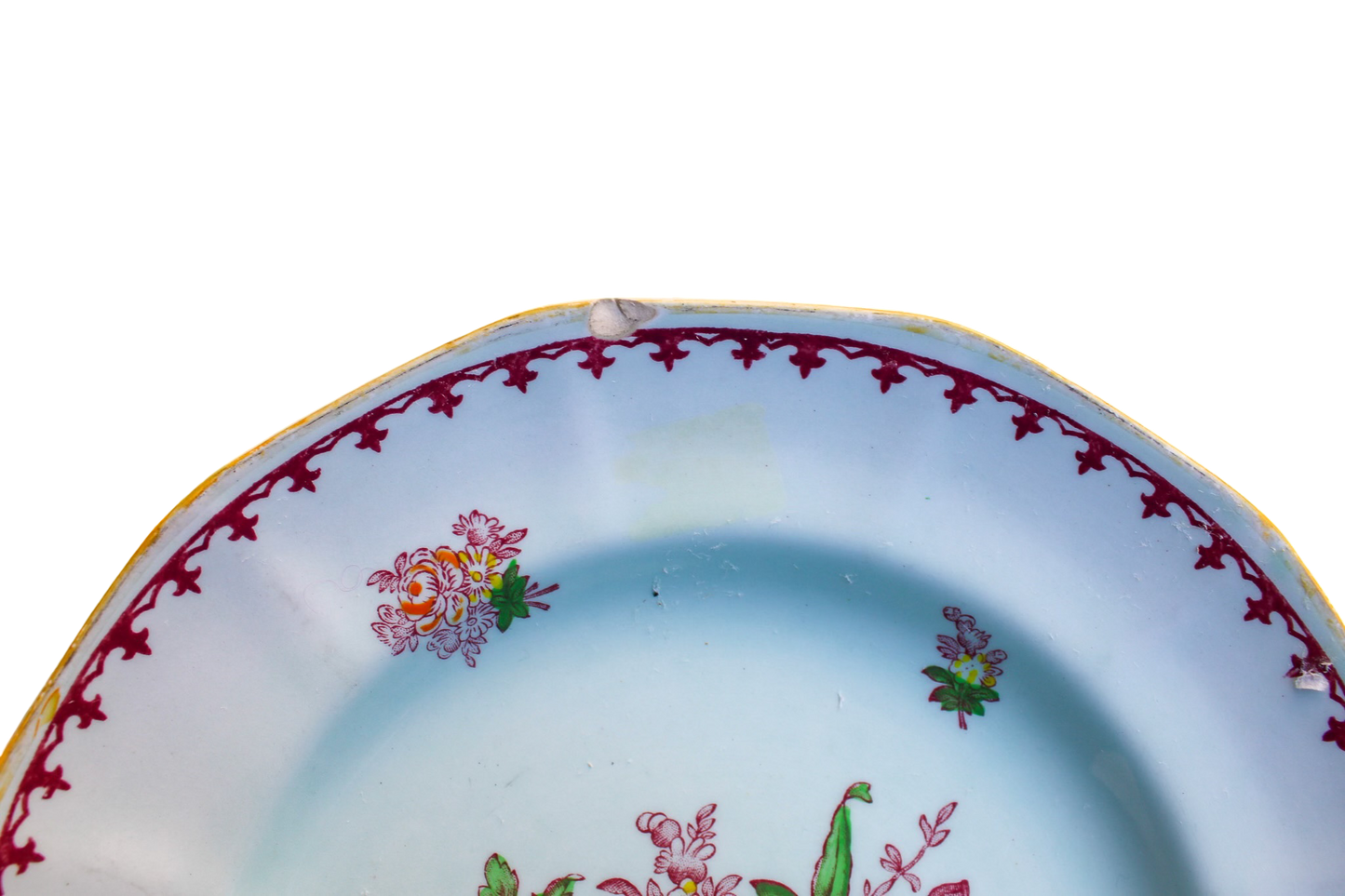 1910-1930s English Ironstone Adams Calyx Ware Chelsea Sprays Dessert Plate