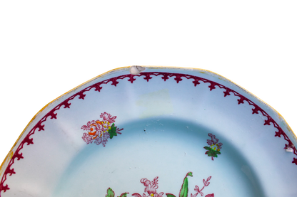 1910-1930s English Ironstone Adams Calyx Ware Chelsea Sprays Dessert Plate