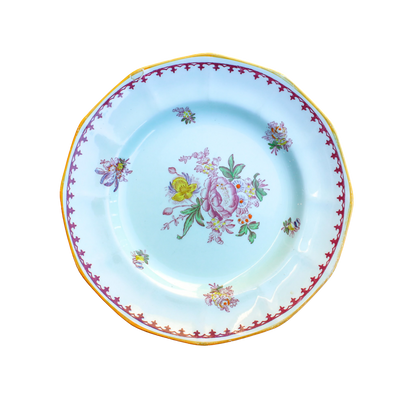 1910-1930s English Ironstone Adams Calyx Ware Chelsea Sprays Dessert Plate