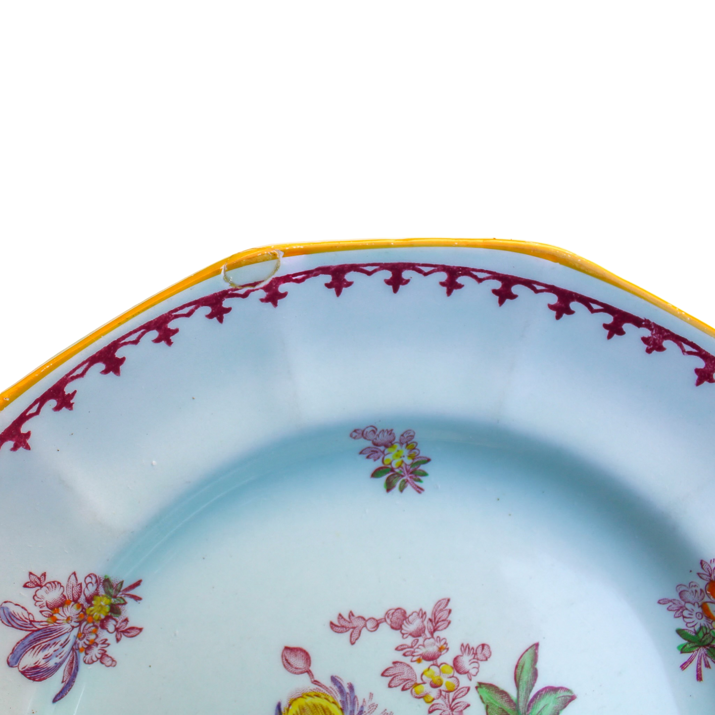 1910-1930s English Ironstone Adams Calyx Ware Chelsea Sprays Dessert Plate