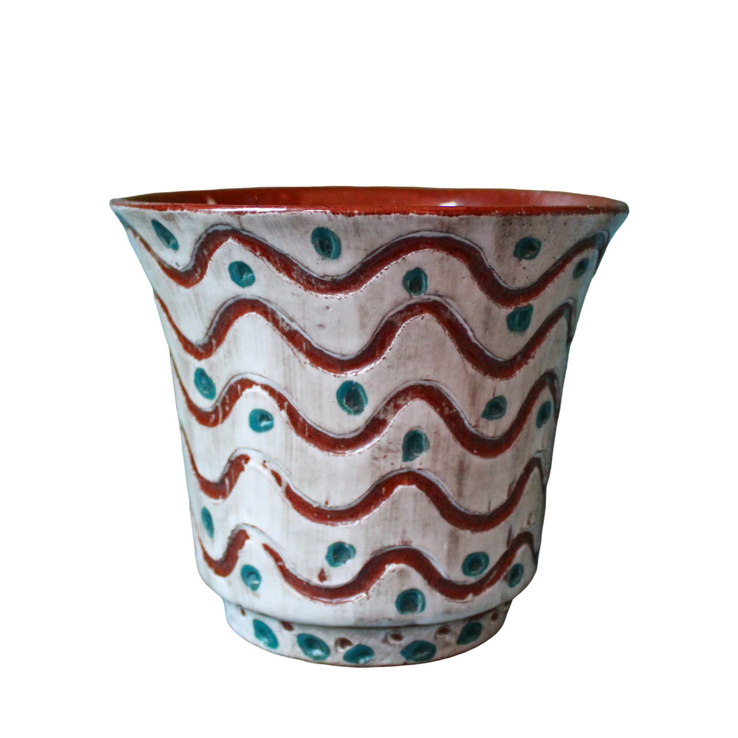 White Wave Patterned Terra Cotta Planter