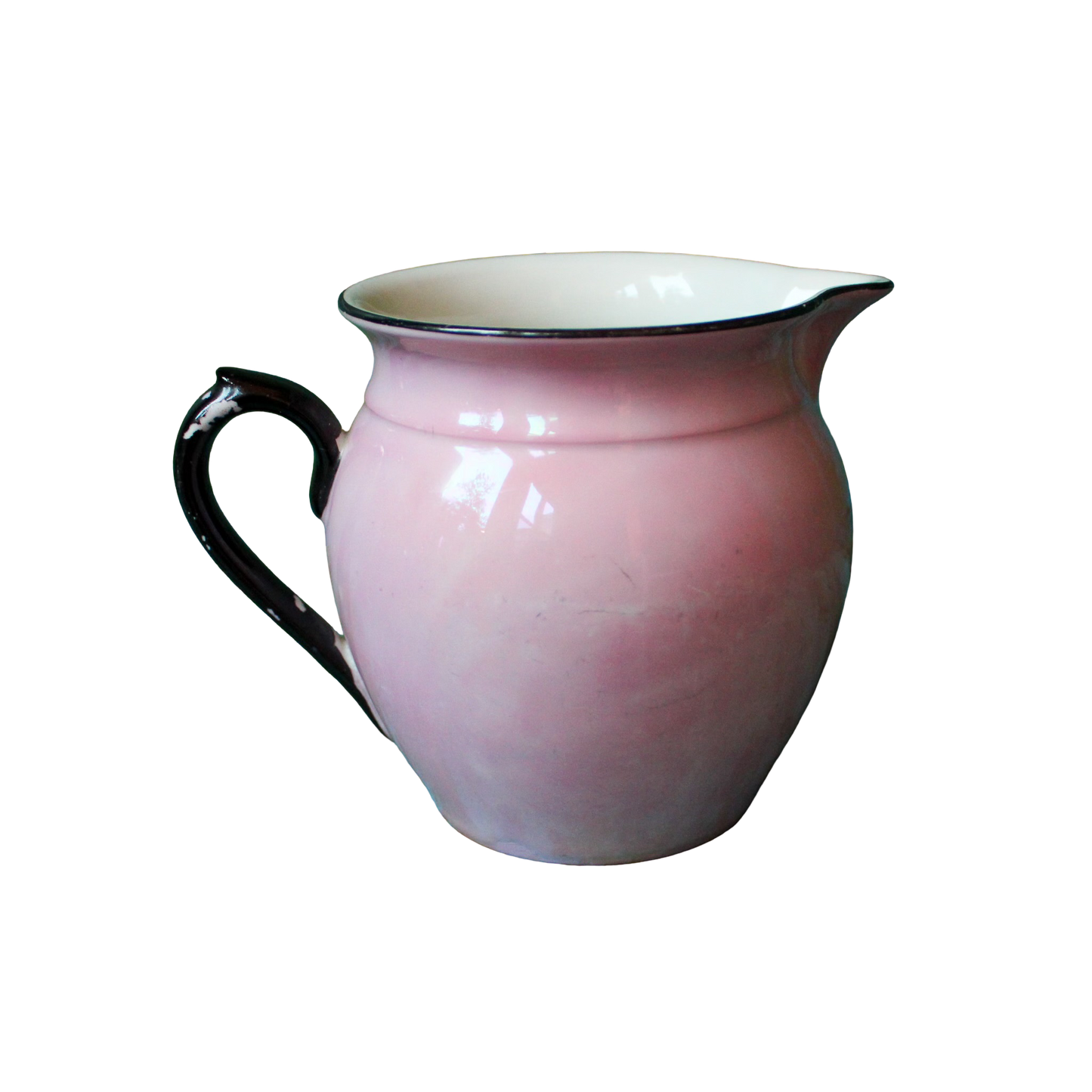 Pink Lusterware Pitcher with Black Handle