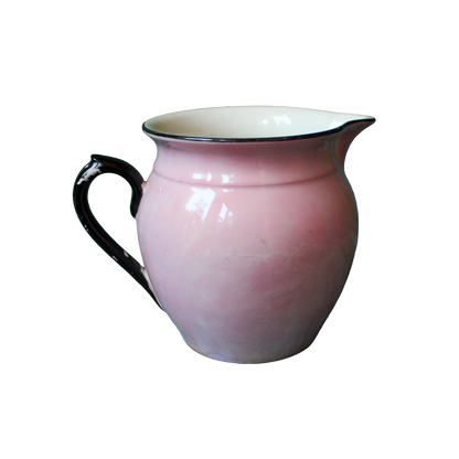 Pink Lusterware Pitcher with Black Handle