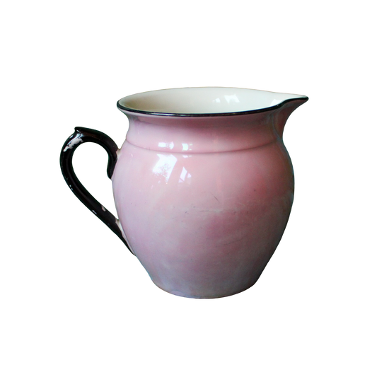 Pink Lusterware Pitcher with Black Handle