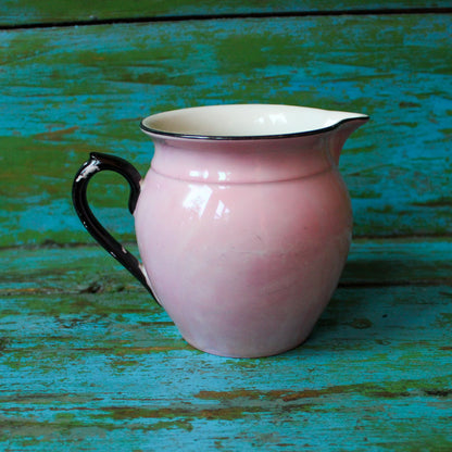 Pink Lusterware Pitcher with Black Handle