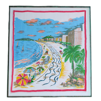 Framed Vintage Souvenir Scarf - Rio