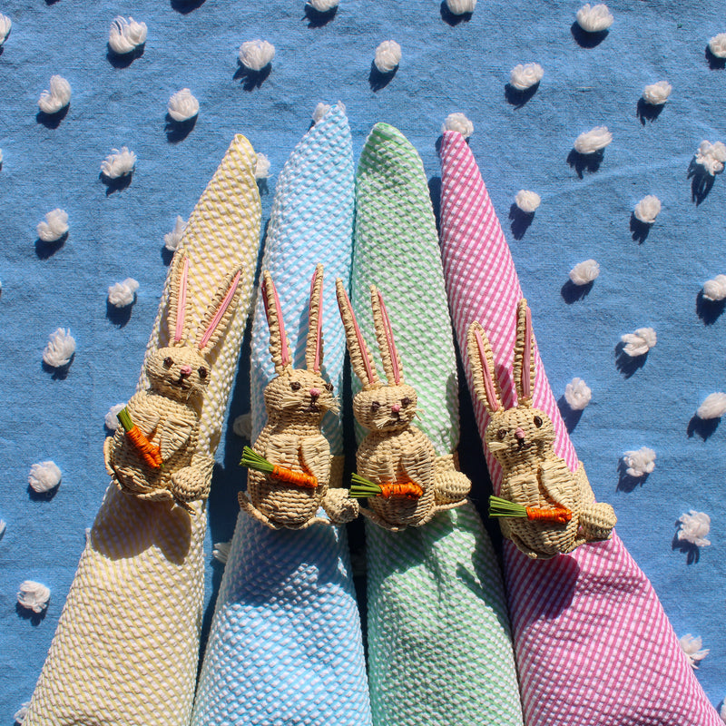 Easter Bunny Napkin Rings & Napkins Set