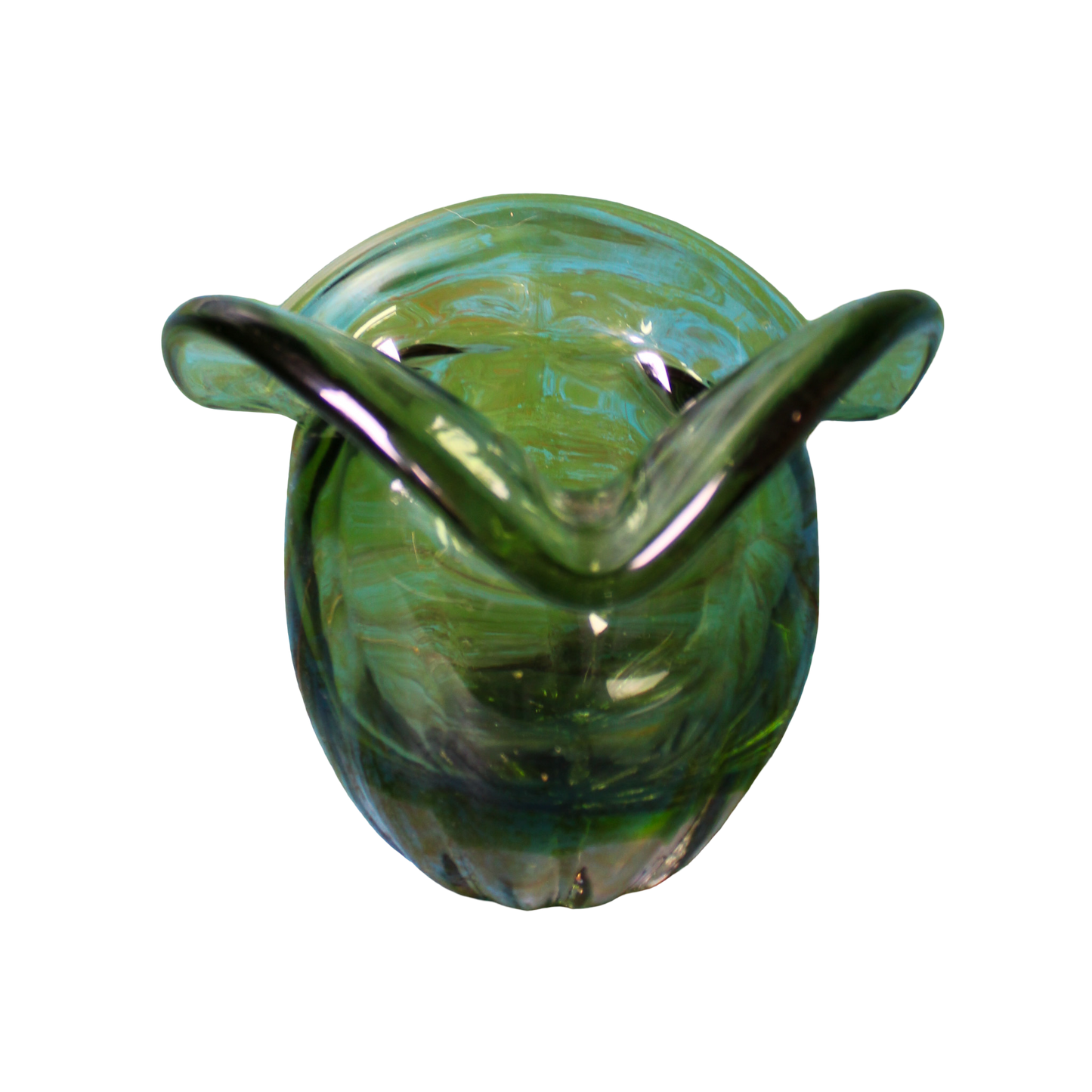 Green Murano Glass Petaled Vase