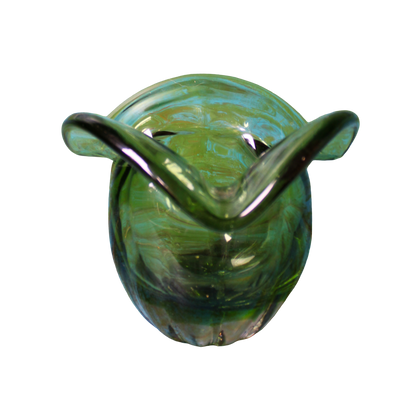 Green Murano Glass Petaled Vase
