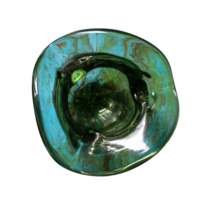 Green Murano Glass Petaled Vase