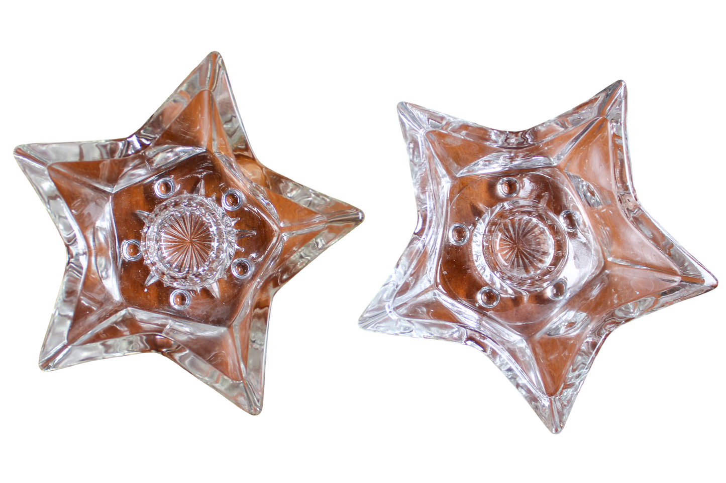 Glass Star Candle Holders - Set of 2