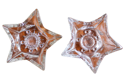 Glass Star Candle Holders - Set of 2