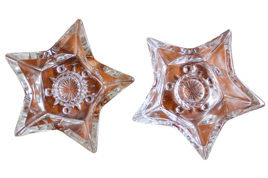 Glass Star Candle Holders - Set of 2