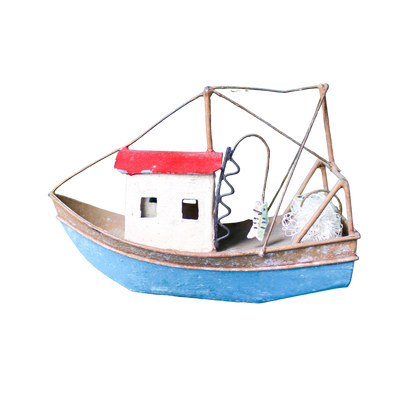 Tin Mini Fishing Boat Object