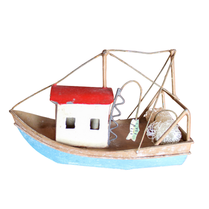 Tin Mini Fishing Boat Object