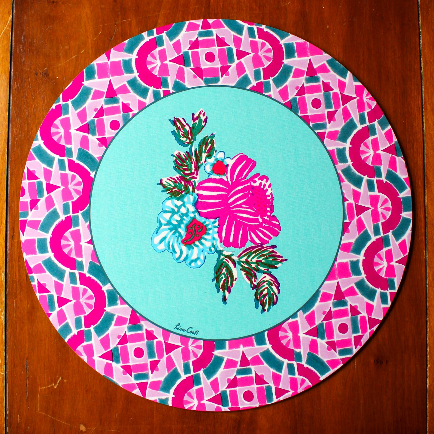 Amer Rose Placemat - Aqua