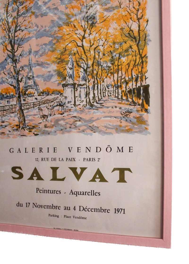 Framed 1971 François Salvat Exhibition Poster, Galerie Vendôme