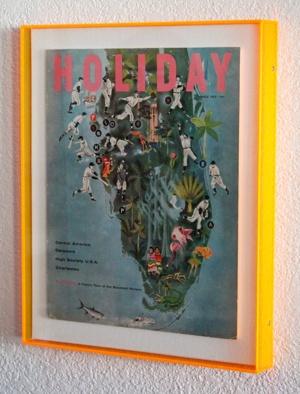 Framed Holiday Magazine Cover - March 1955, "Florida (Baseball)"
