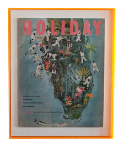 Framed Holiday Magazine Cover - March 1955, "Florida (Baseball)"
