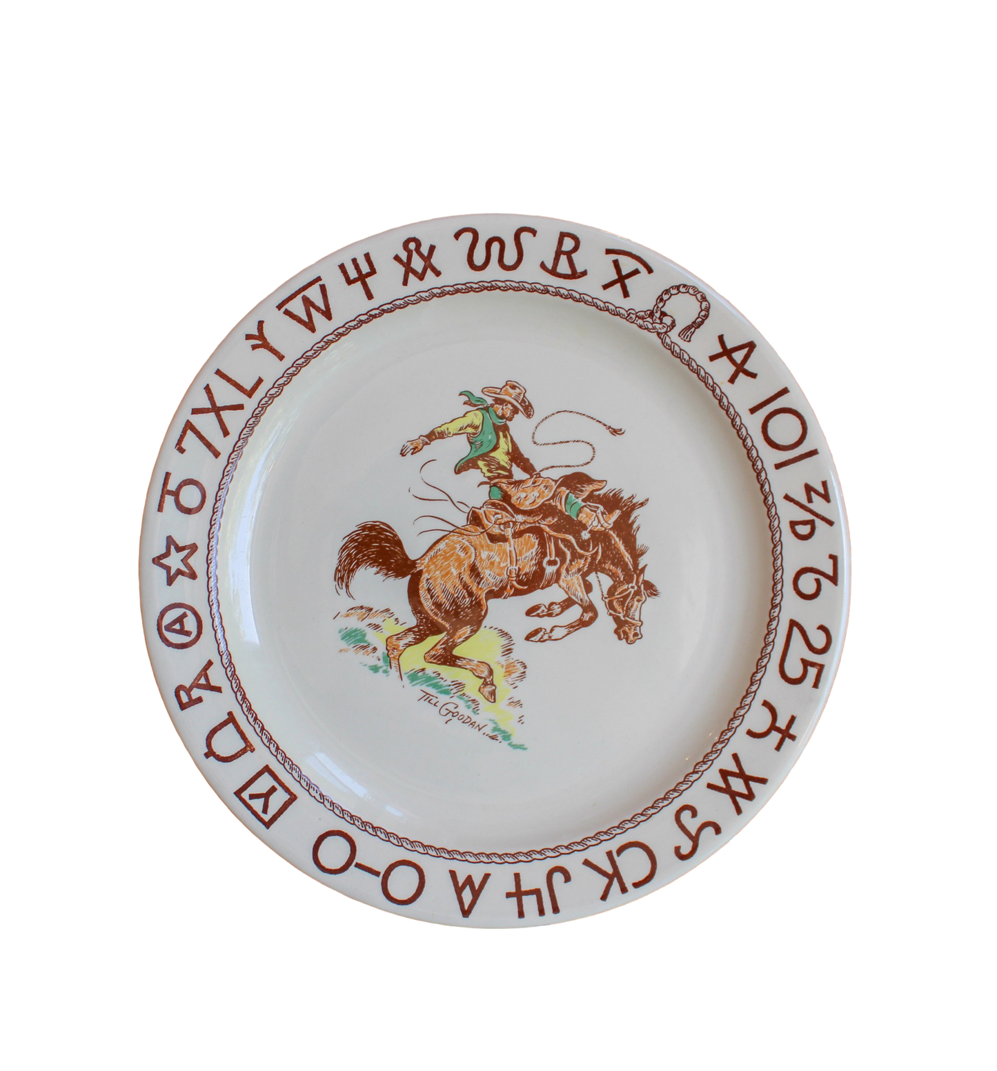 Original 1950s Wallace China Company "Westward Ho Rodeo" Dinnerware