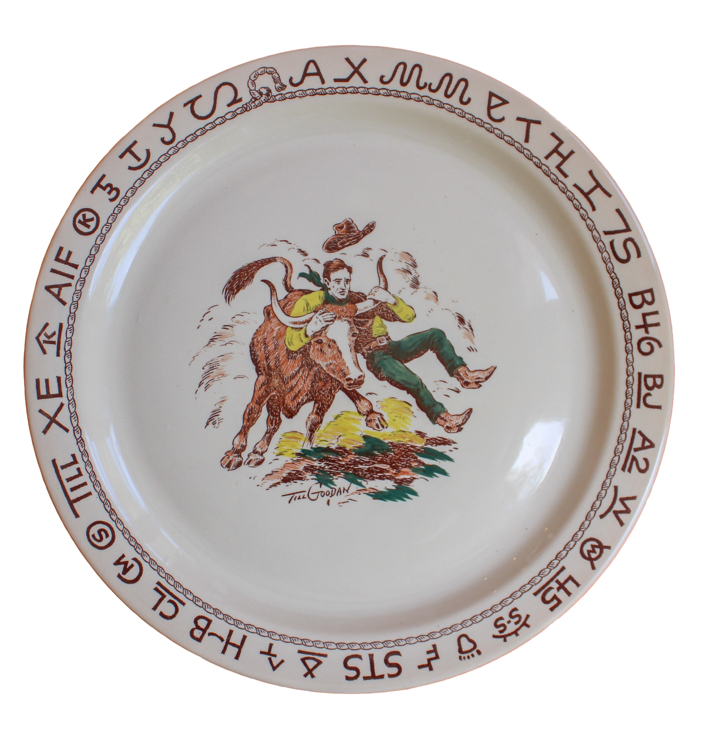 Original 1950s Wallace China Company "Westward Ho Rodeo" Dinnerware
