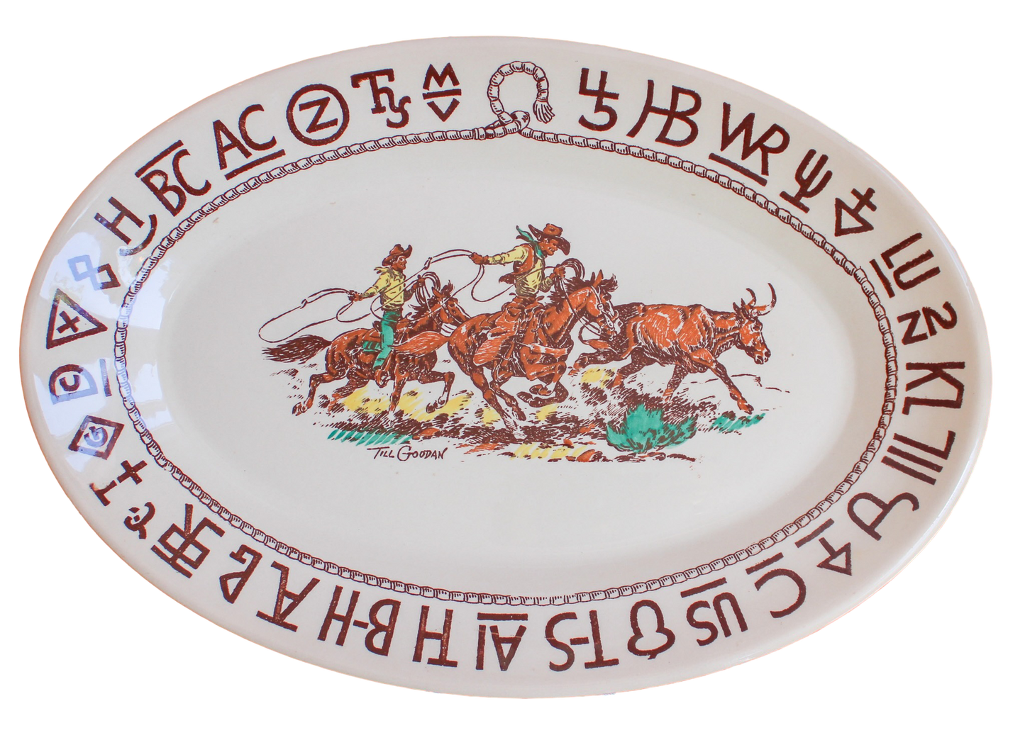 Original 1950s Wallace China Company "Westward Ho Rodeo" Dinnerware
