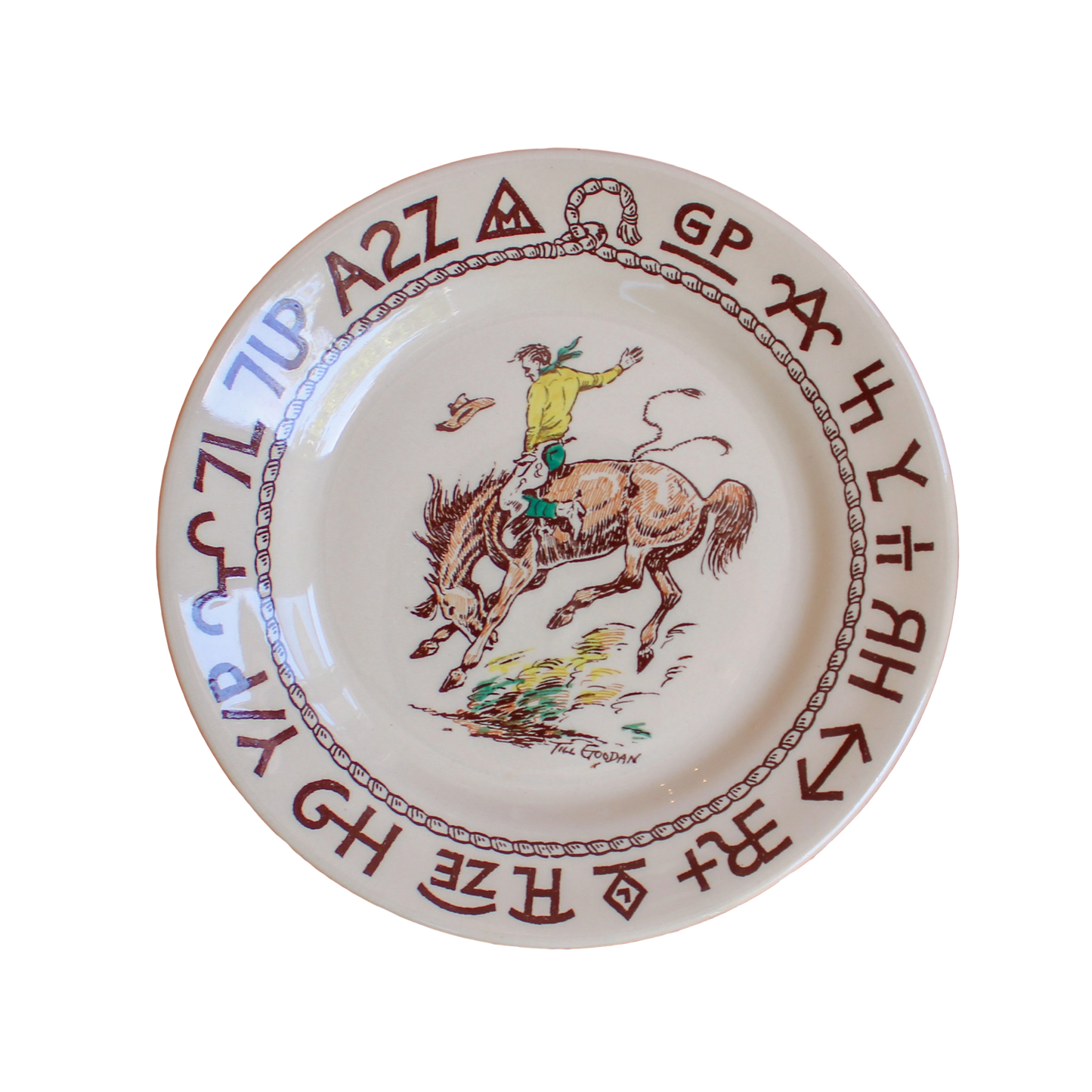 Original 1950s Wallace China Company "Westward Ho Rodeo" Dinnerware