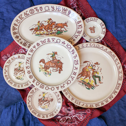 Original 1950s Wallace China Company "Westward Ho Rodeo" Dinnerware