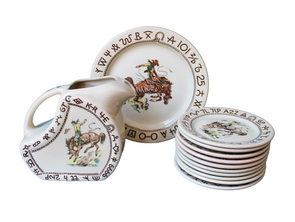 Original 1950s Wallace China Company "Westward Ho Rodeo" Dinnerware