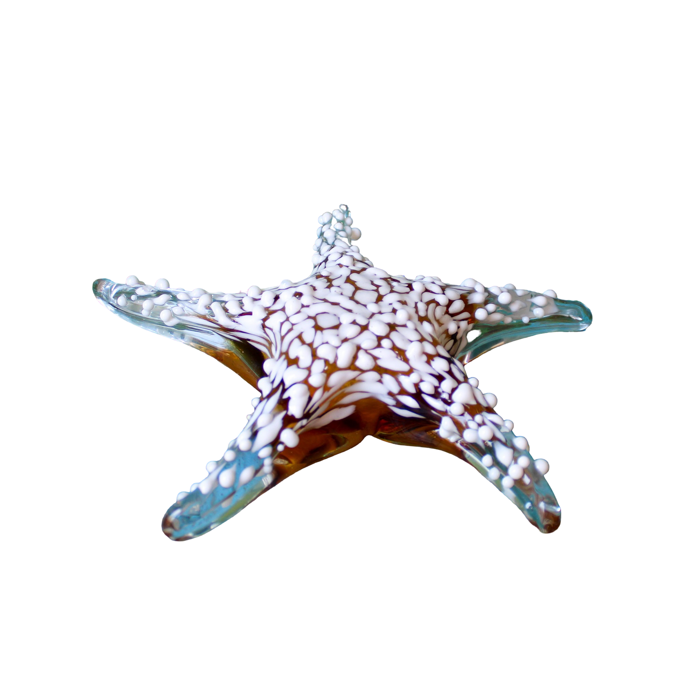 Hand Blown Amber Glass Textured Starfish