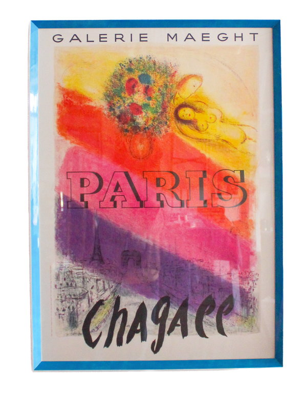 Framed Marc Chagall "Paris" Exhibition Poster, Galerie Maeght