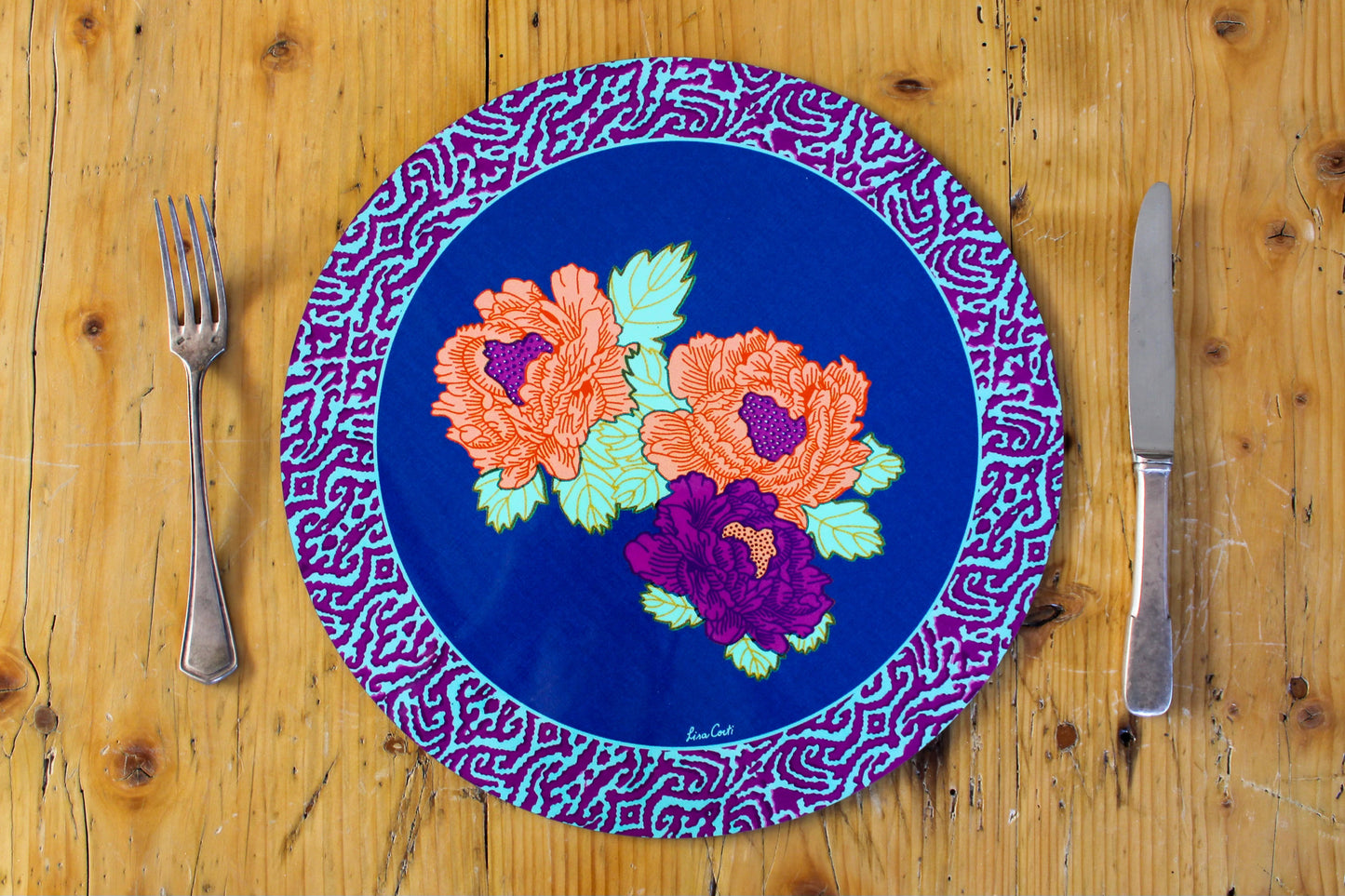 Kauai Peony Placemat - Blue