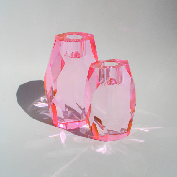 Gem Crystal Candleholder - Pink