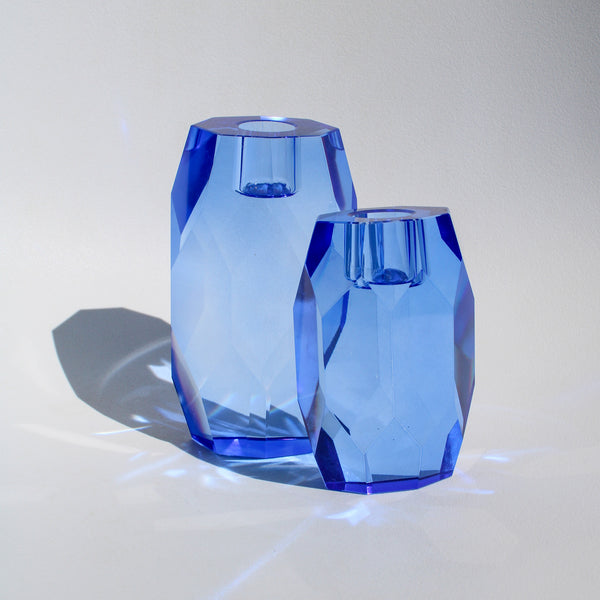 Gem Crystal Candleholder - Cobalt