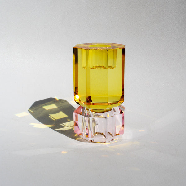 Aldo Crystal Candleholder - Yellow