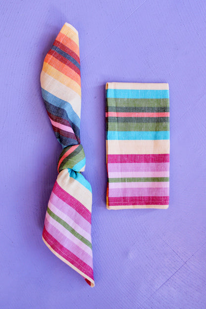 Mini Rainbow Stripe Napkins - Set of 4