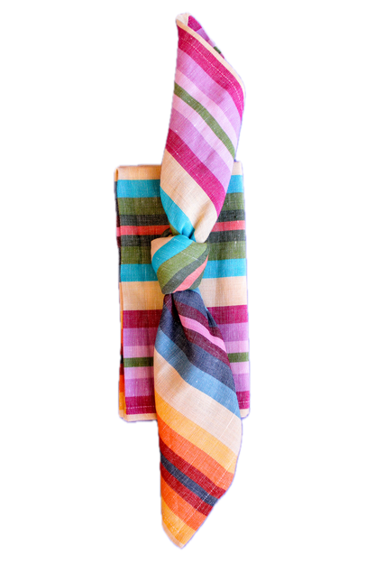 Mini Rainbow Stripe Napkins - Set of 4