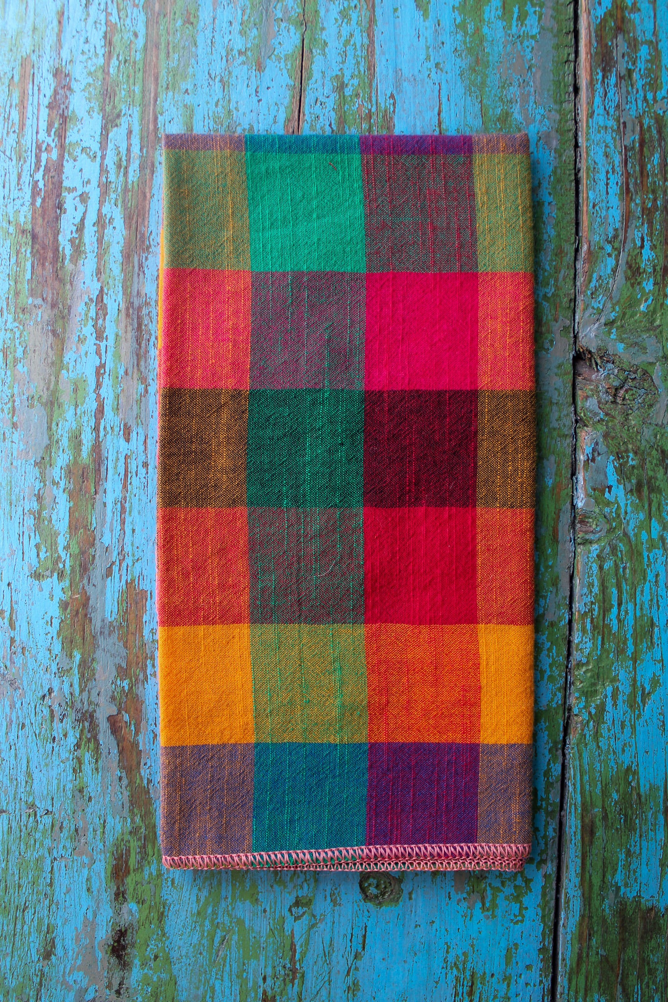 Rainbow Plaid Napkins - Set of 4