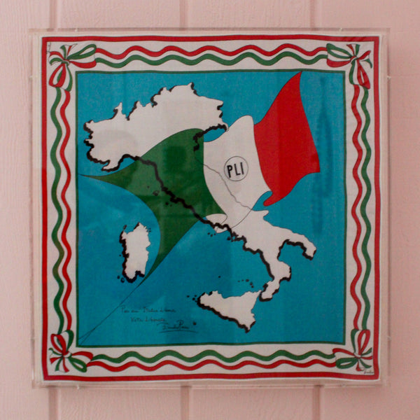 Framed Mid Century Handkerchief - "Emilio Pucci - Italy Political Scarf"