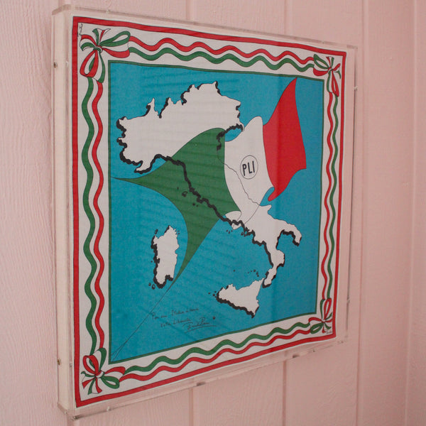 Framed Mid Century Handkerchief - "Emilio Pucci - Italy Political Scarf"