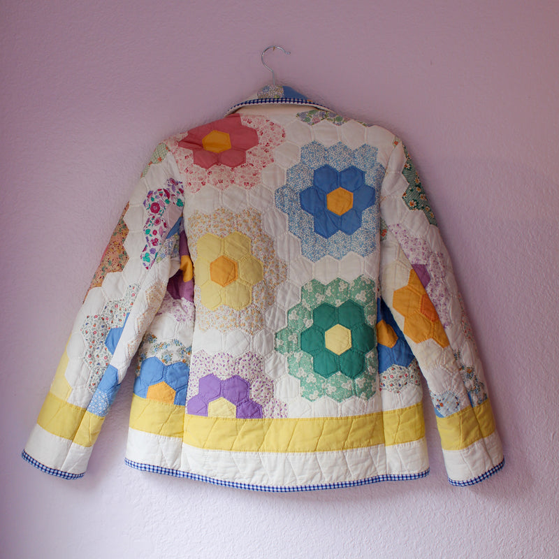 Quilt Blazer Jacket - 1950s Grandma's Flower Garden