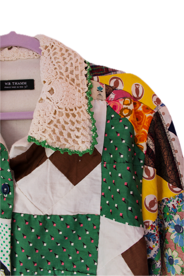 Quilt Top Shirt Jacket - 1950s Patch on Point