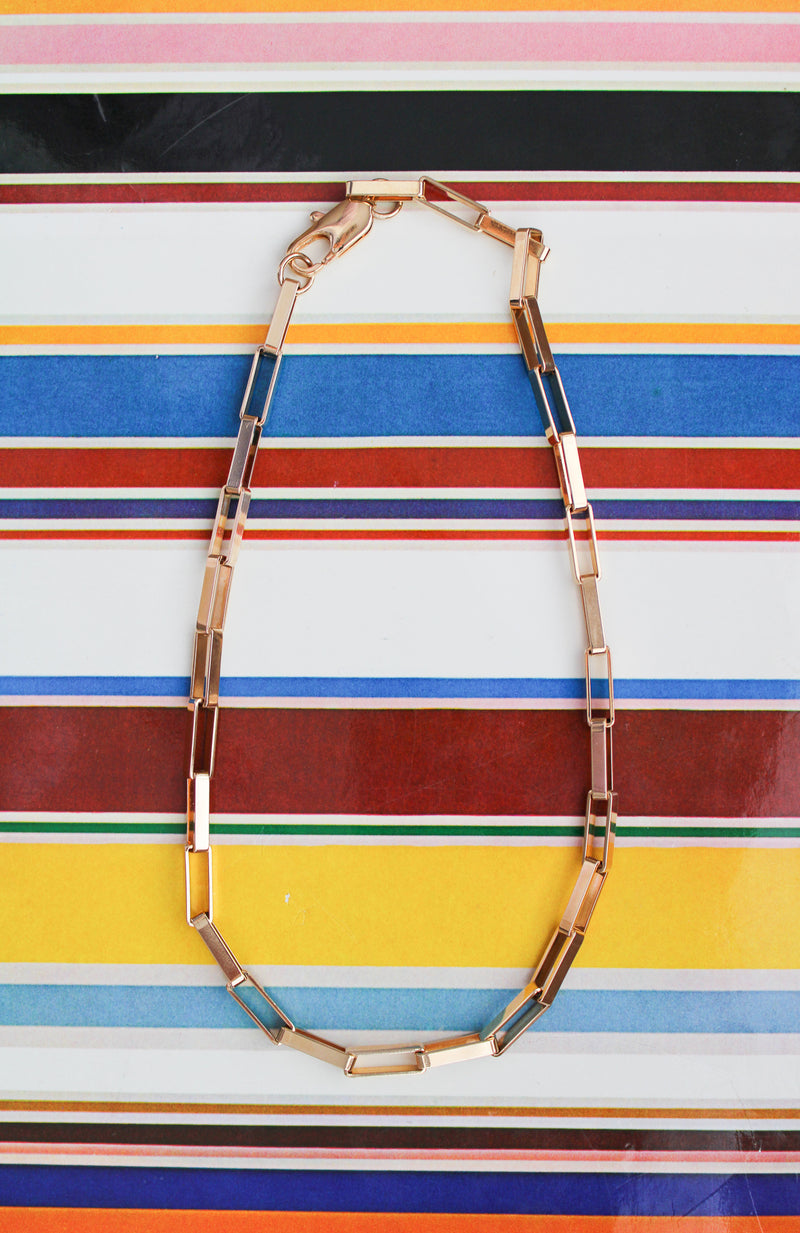 Julie Long Rectangle Link Choker Necklace