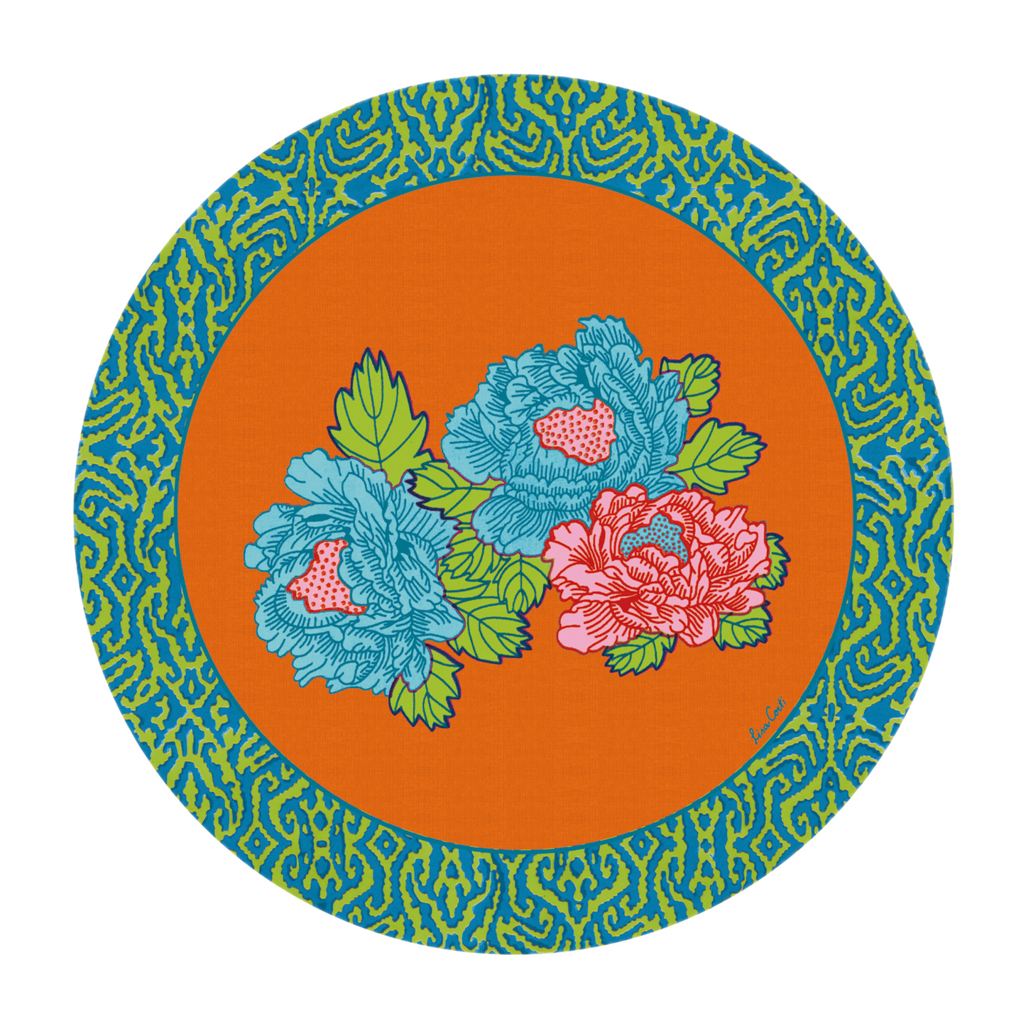 Kauai Peony Placemat - Orange